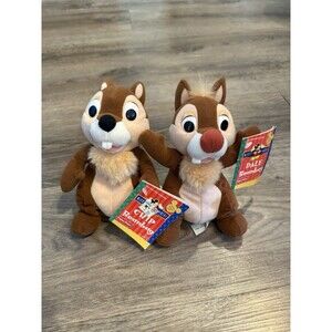Vintage Disney Chip and Dale Beanbag Plush Set Chipmunks By Fisher Price 7"